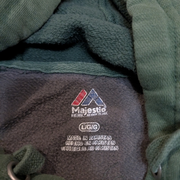 Oakland Athletics Majestic Hoodie Mens L Flaws Patches MLB - Picture 7 of 10